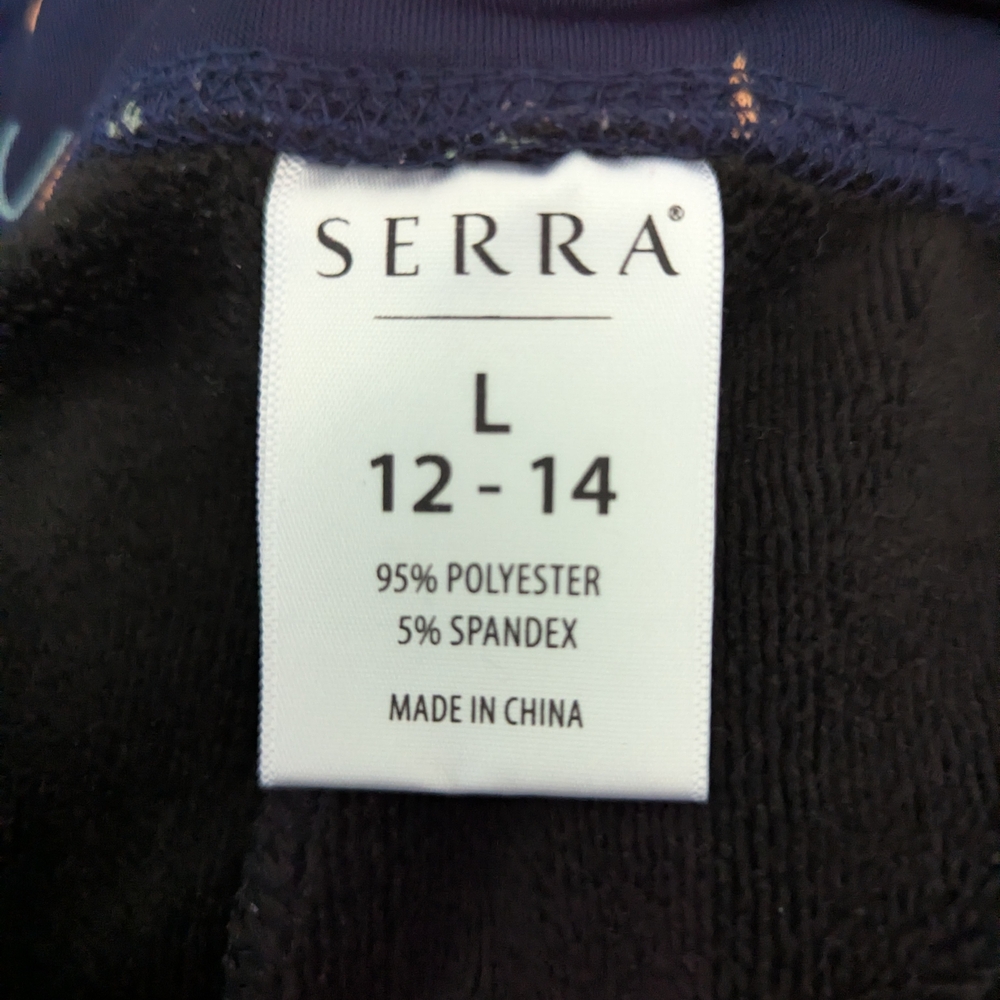 Serra Blue Fleece Lined Leggings with Rainbow and Teardrop Pattern - Picture 3 of 4